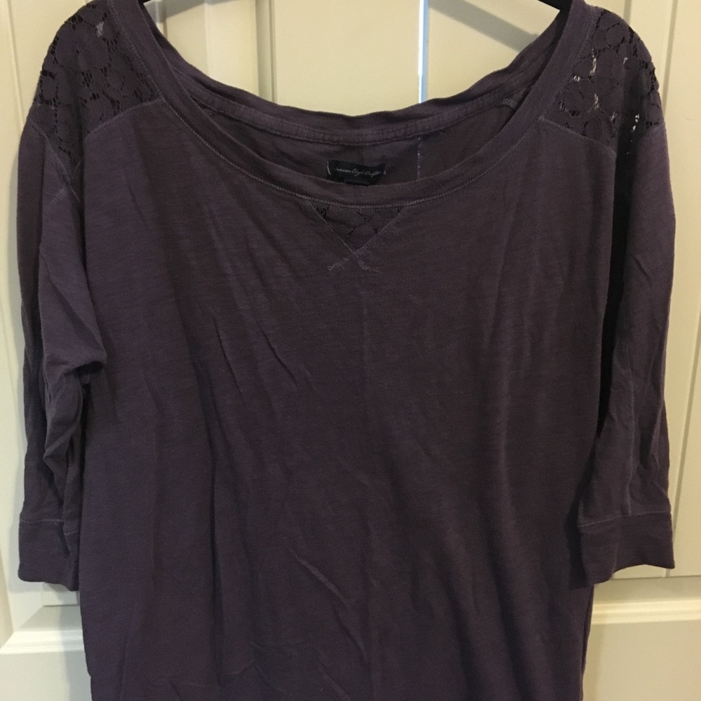 American Eagle 3/4 sleeve purple shirt